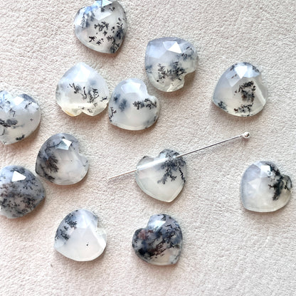 10x10mm Dendritic Agate Heart Briolette Beads (Rose Cut) - Choose your Stone (W10)