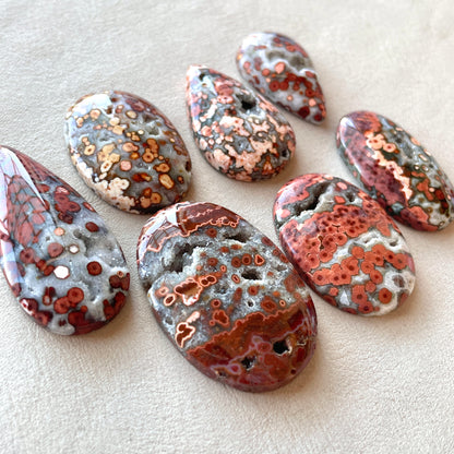 Orbicular River Jasper Druzy Cabochon Smooth - Choose your Stone (W7)