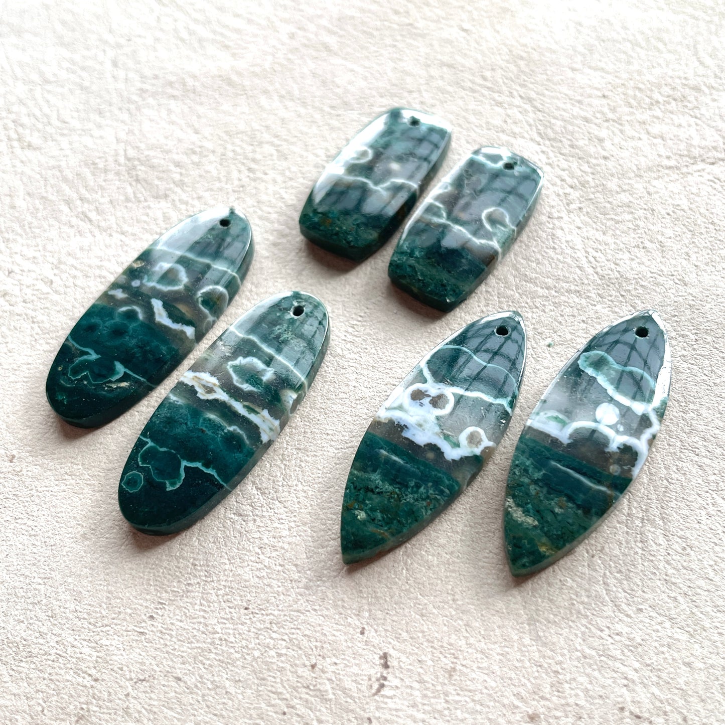 DRILLED Ocean Jasper Cabochon Pairs - Choose your Pair (W4)