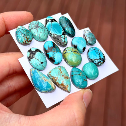 12-26mm Hubei Turquoise Cabochon Smooth (Backed) - Choose your Stone (W4)