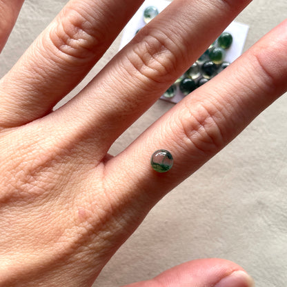 6mm Green Moss Agate Cabochons Smooth - Set of 3 (W8)