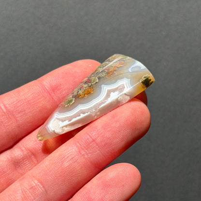 ‘Crescent over the Wild' Nebula Moss Agate Triangle Cabochon - 42.5mm x 24mm (W17)