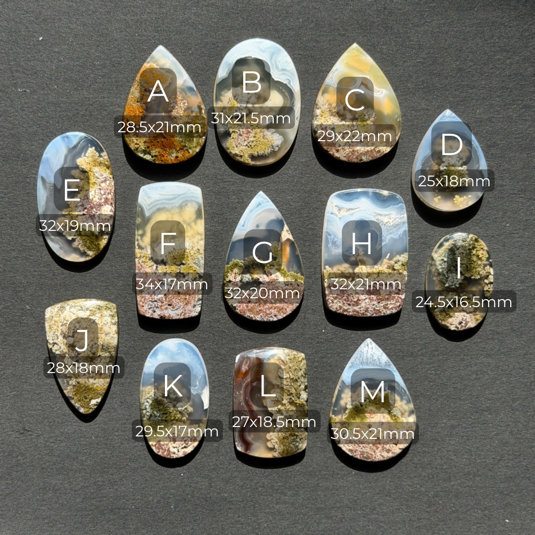 24-32mm Banded Moss Agate Cabochon Smooth - Choose your Stone (W9)