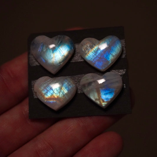 Rainbow Moonstone Heart Cabochon Smooth - Choose your Stone (W9)