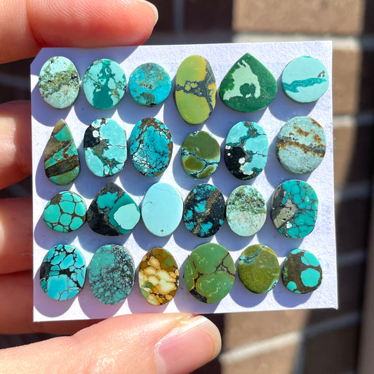 8-14mm Tibetan Turquoise Cabochon Smooth  - Choose your Stone (W6)