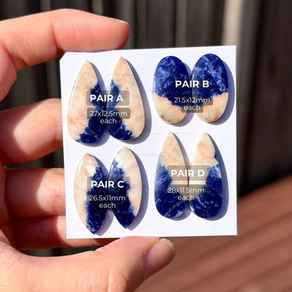 Sodalite Cabochon Pairs Smooth - Choose your Pair (W12)