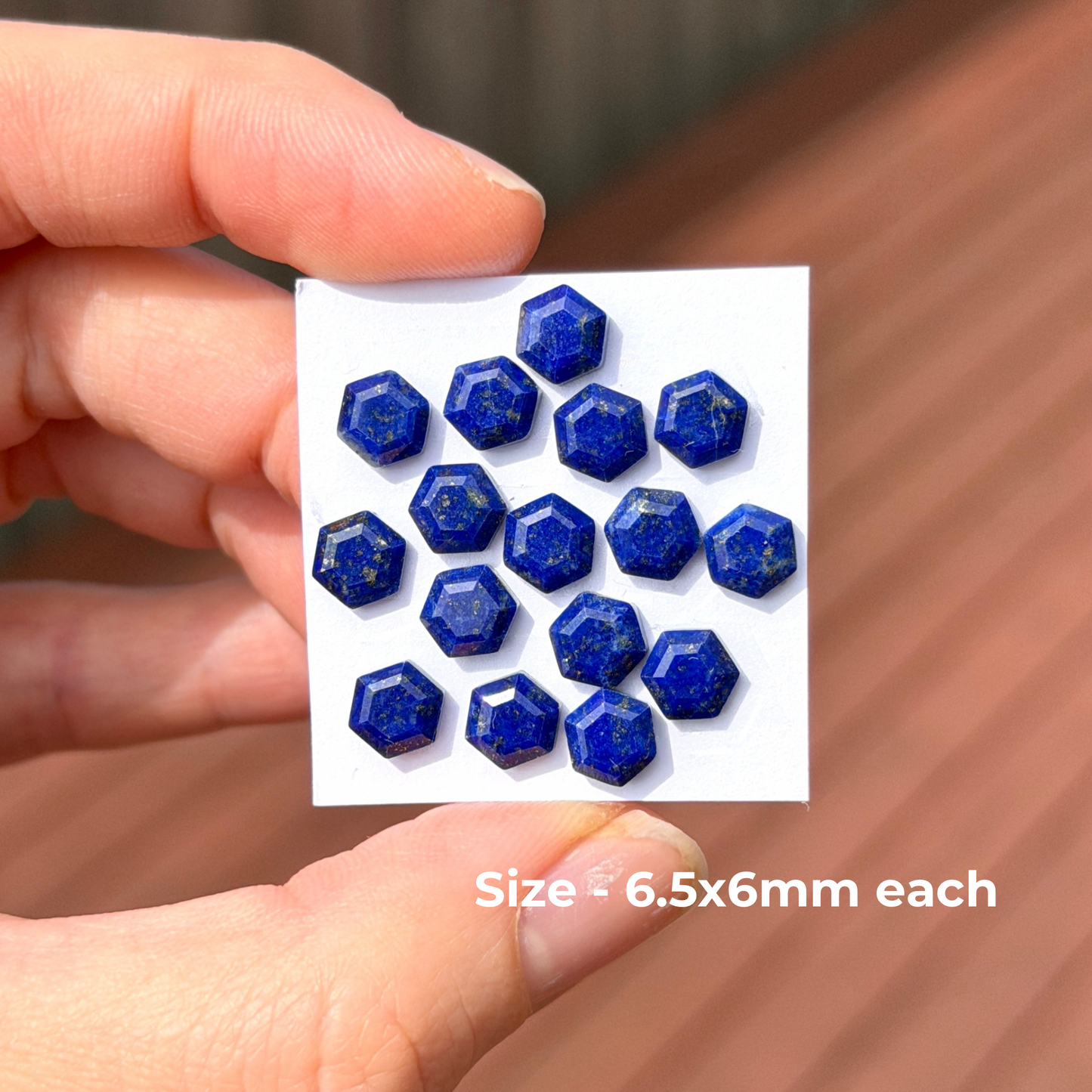 6mm Lapis Lazuli Cabochon Hexagonal Step cut - Set of 3 (W3-EY)