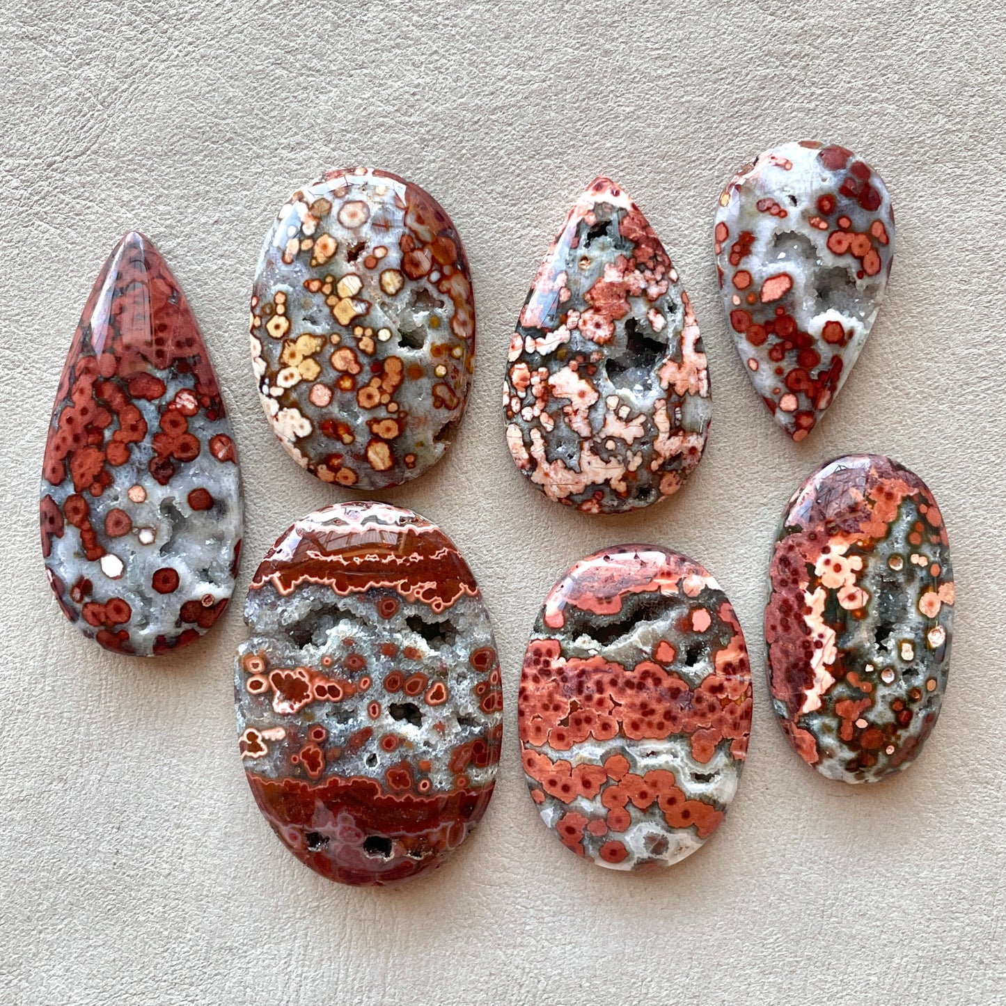 Orbicular River Jasper Druzy Cabochon Smooth - Choose your Stone (W7)