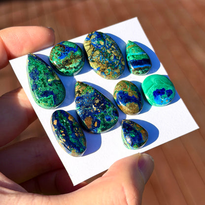 14-25mm 'Scenic' Azurite Malachite Cabochon Smooth - Choose your Stone (W14)
