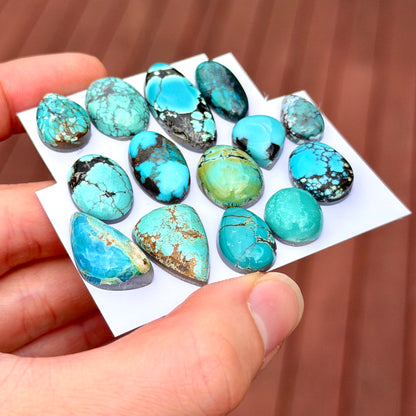 12-26mm Hubei Turquoise Cabochon Smooth (Backed) - Choose your Stone (W4)
