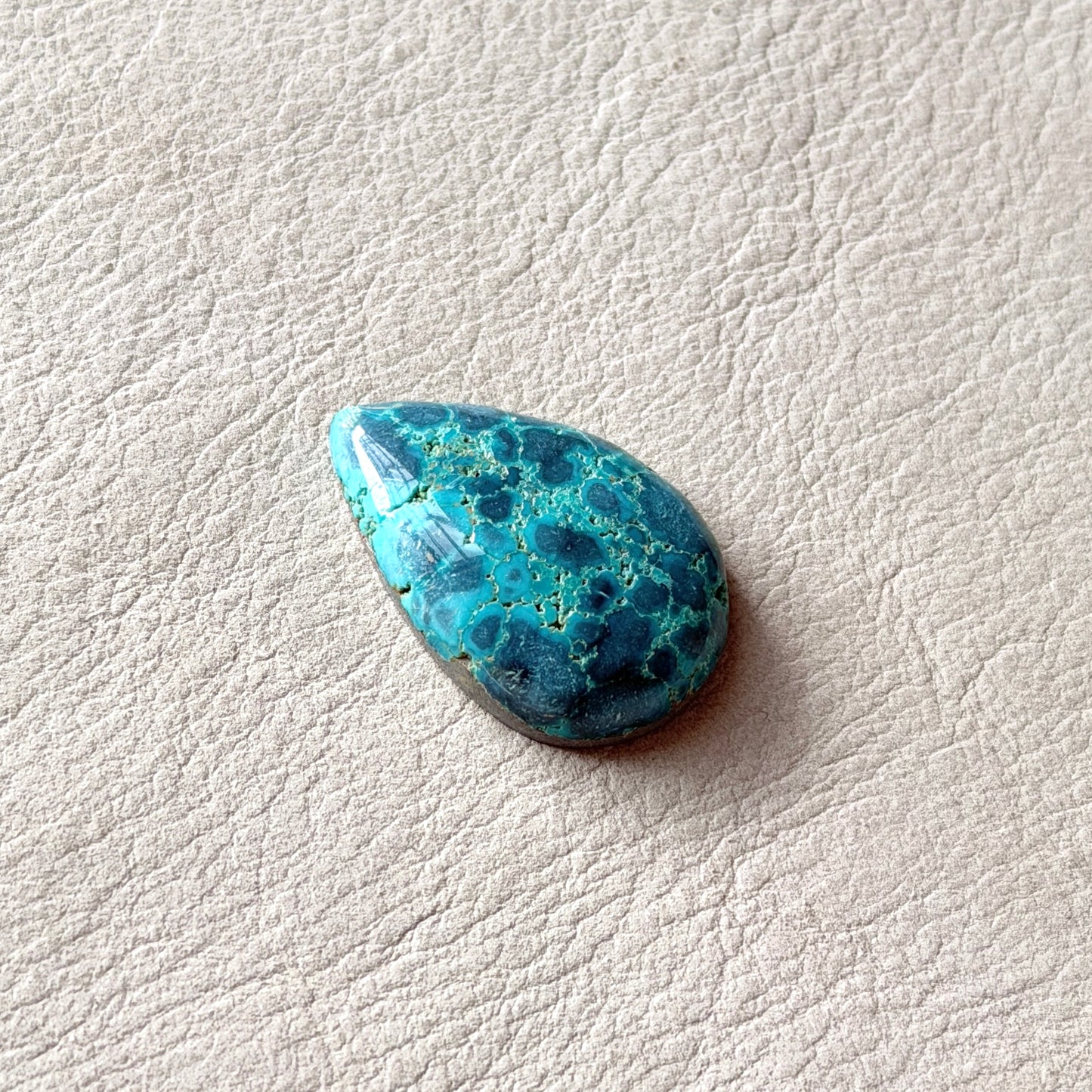 ‘Reef from above' Blue Hubei Turquoise Teardrop Cabochon - 25.5mm x 17mm (W16)