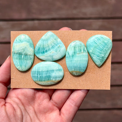 28-35mm Blue Carribean Calcite Cabochon Smooth - Choose your Stone (W12)