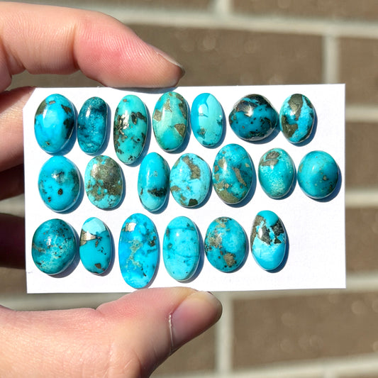 10-17mm Mini Morenci Turquoise with Pyrite Cabochon Smooth - Choose your Stone (W16)