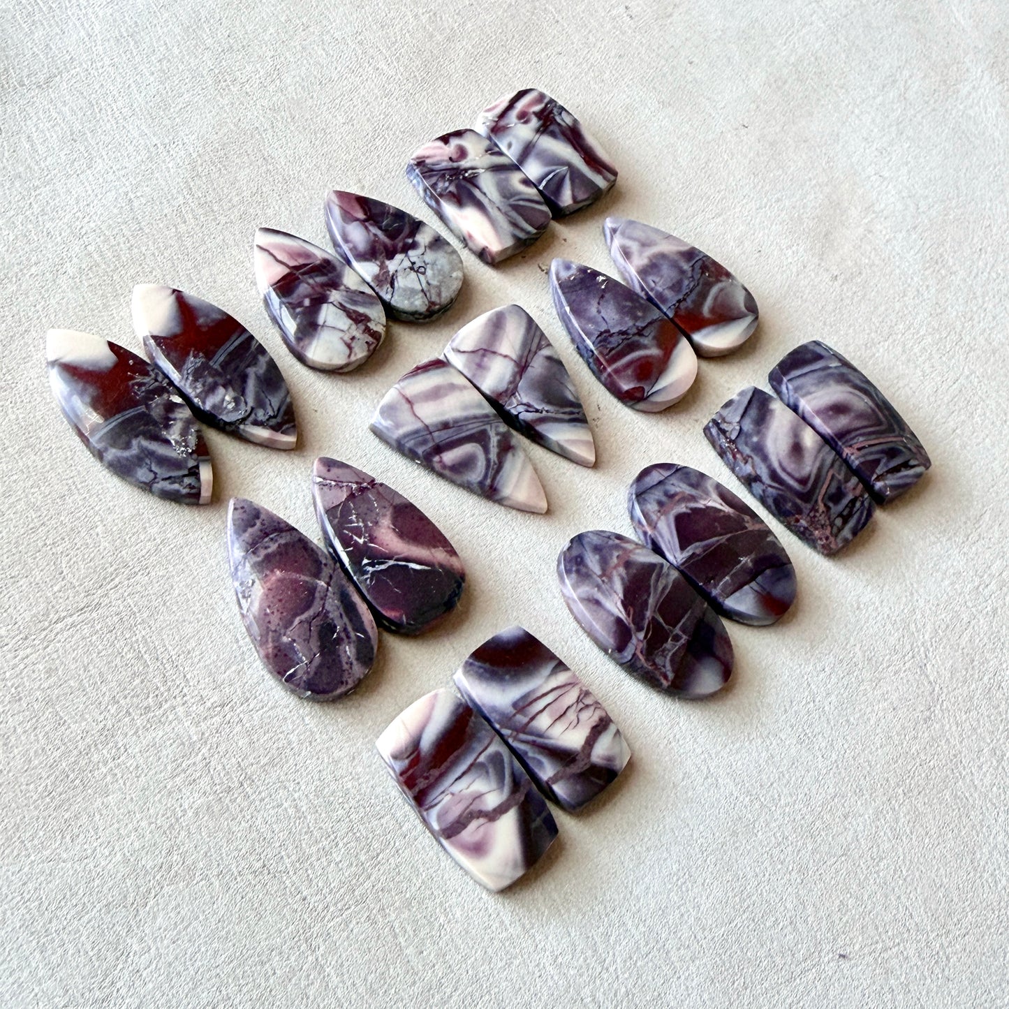Scenic Porcelain Jasper Cabochon Pairs - Choose your Pair (E4)