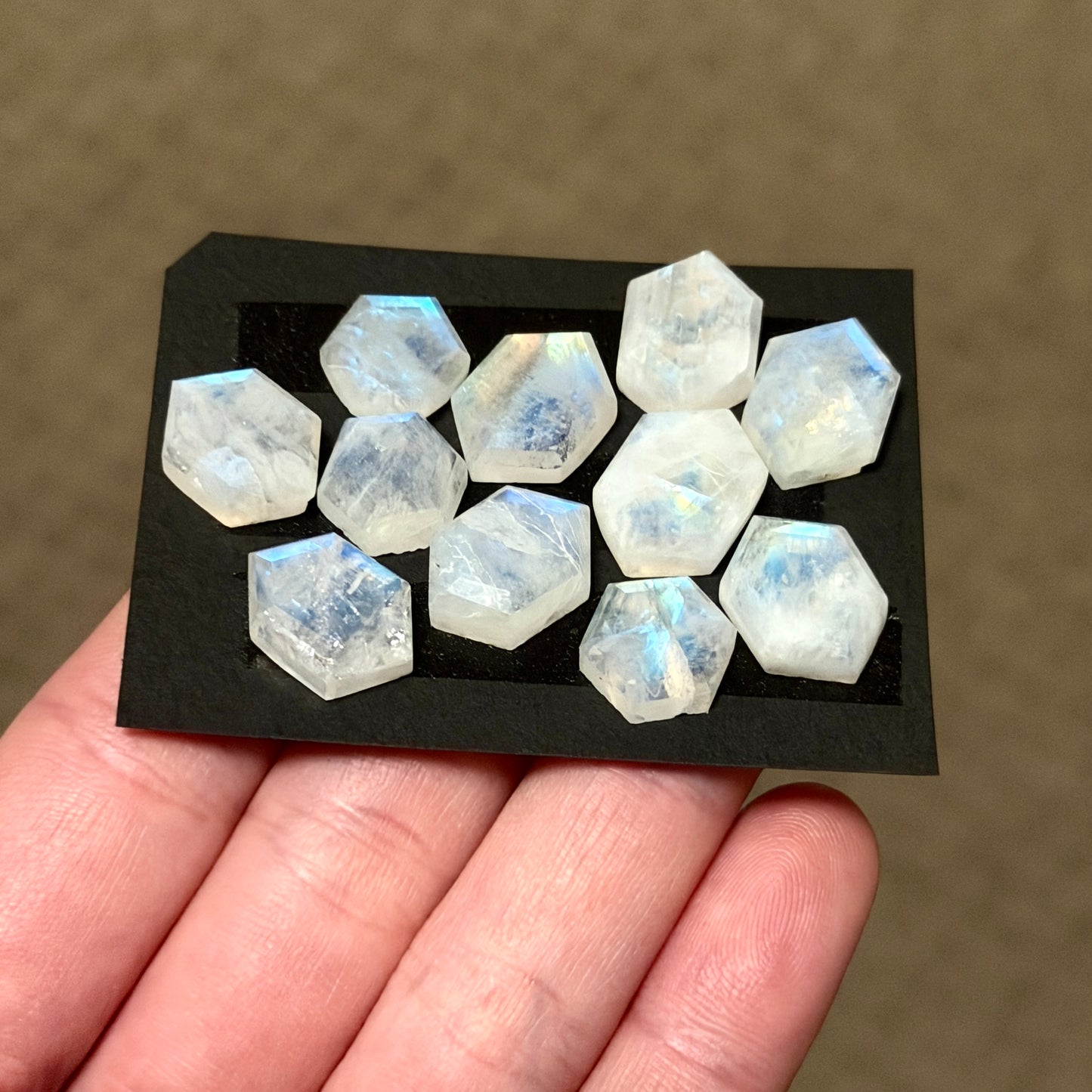 Rainbow Moonstone hexagonal Cabochon Step Cut - Choose your Stone (W3)
