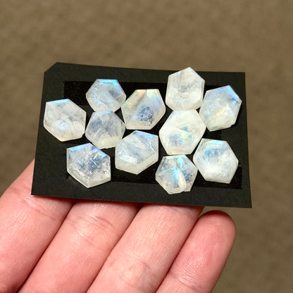 Rainbow Moonstone hexagonal Cabochon Step Cut - Choose your Stone (W3)