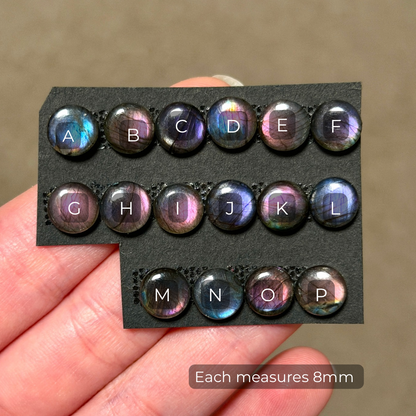 8mm Purple & Pink Labradorite Round Cabochon Smooth - Choose your Stone (W8)