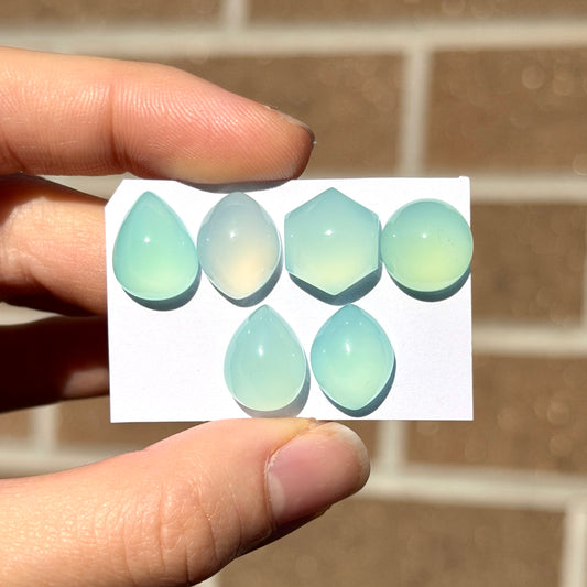 12-14mm Aqua Chalcedony Cabochon (High Dome) Smooth - Choose your Stone (W12)