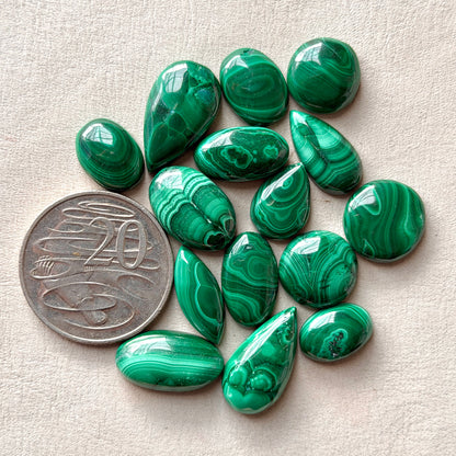 13-22mm mini Malachite Cabochon Smooth - Choose your Stone (W1)