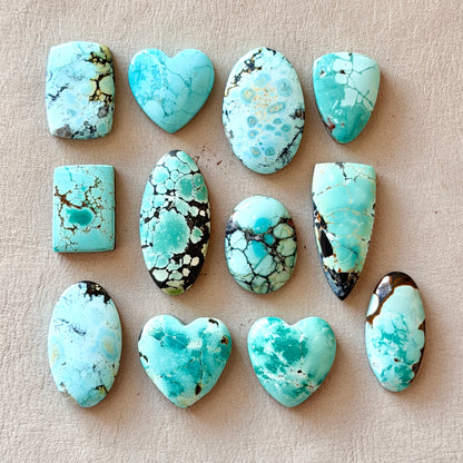 Seafoam Green/Pale Blue Hubei Turquoise Cabochon Smooth (Backed) - Choose your Stone (W7)