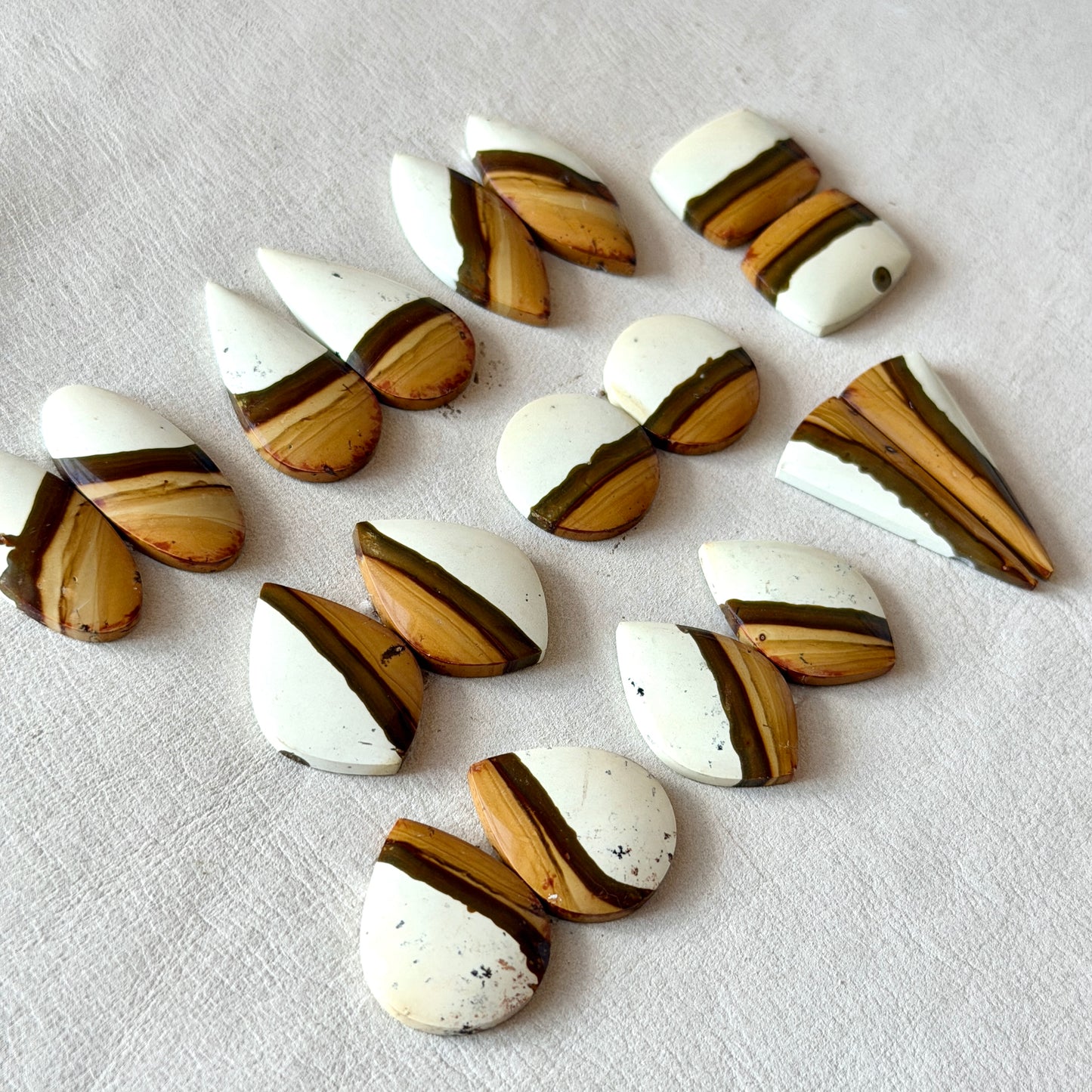 Ivory/Cream Polychrome Jasper Cabochon Pairs - Choose your Pair (W9)