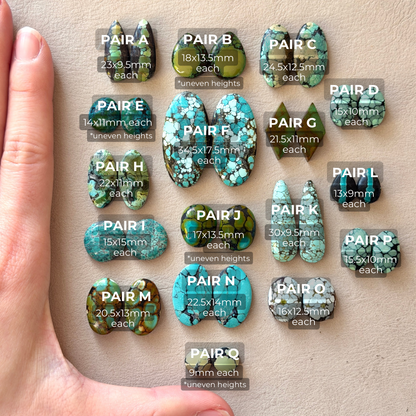 Hubei Turquoise (Backed) Cabochon Pairs - Choose your Pair (W5)