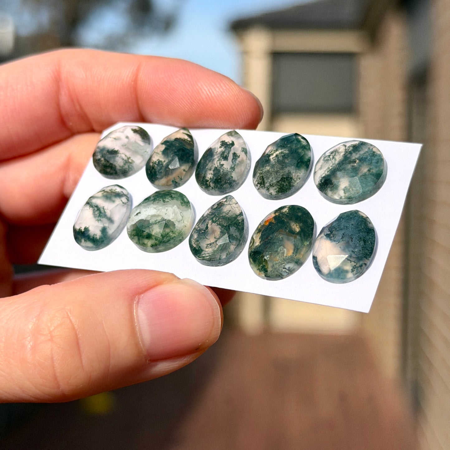 Green Moss Agate Cabochon Rose cut - Choose your Stone (W3)