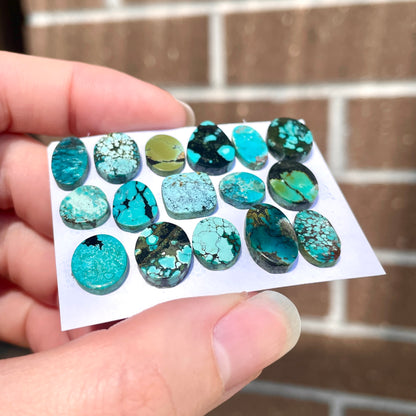9-14mm Tibetan Turquoise Cabochon Smooth  - Choose your Stone (W11)