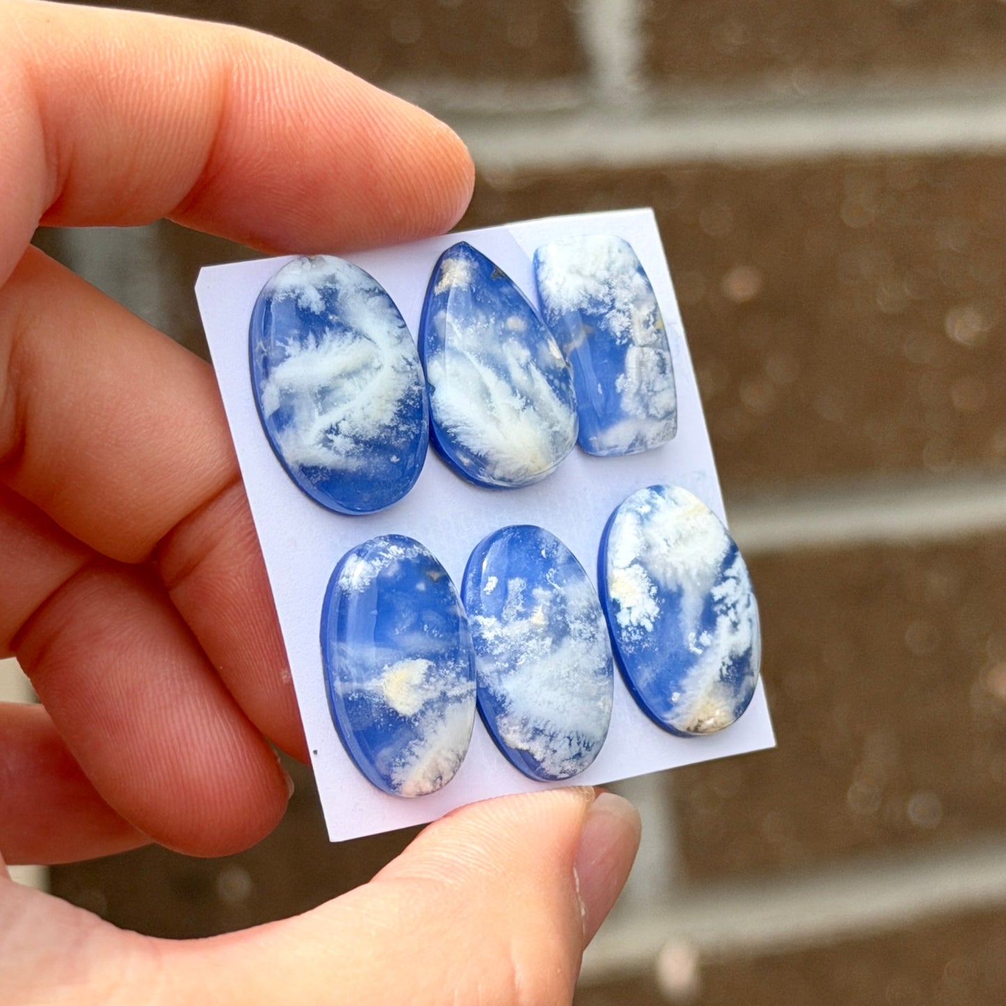 White/Dark Blue Plume Agate Doublet Cabochon Smooth - Choose your Stone (W9-EY)