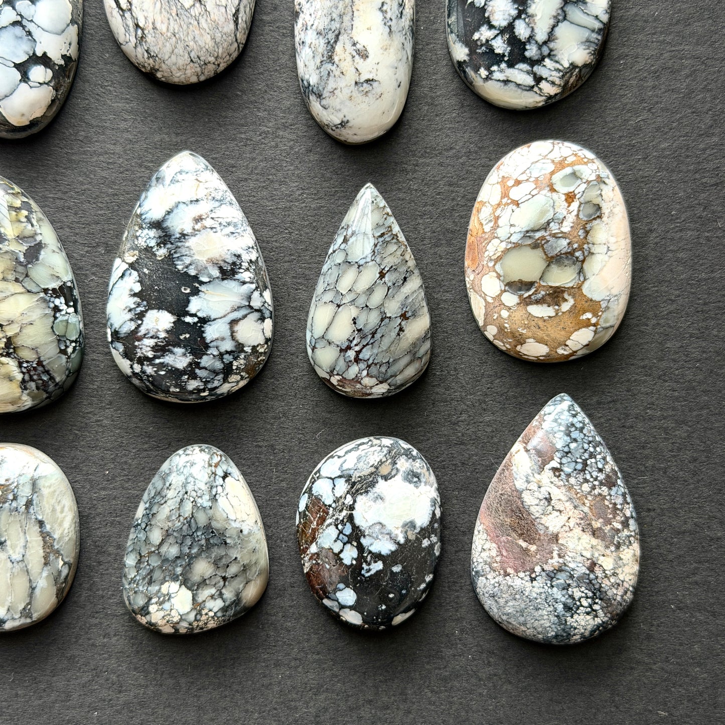 Dark Moon Hubei ("White Turquoise") Cabochon Smooth (Backed) - Choose your Stone (W13)