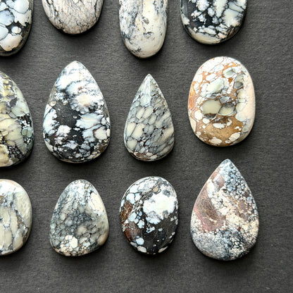 Dark Moon Hubei ("White Turquoise") Cabochon Smooth (Backed) - Choose your Stone (W13)
