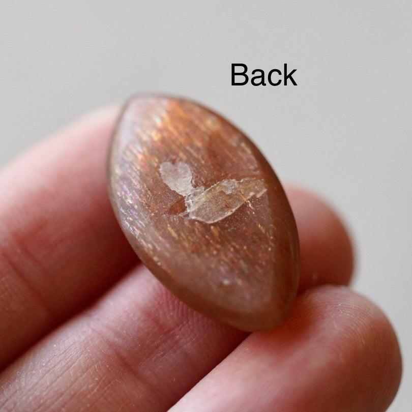 Rainbow 'Meteor Shower' Sunstone Cabochon - 29 x 16mm (B-W2)