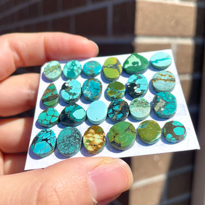 8-14mm Tibetan Turquoise Cabochon Smooth  - Choose your Stone (W6)