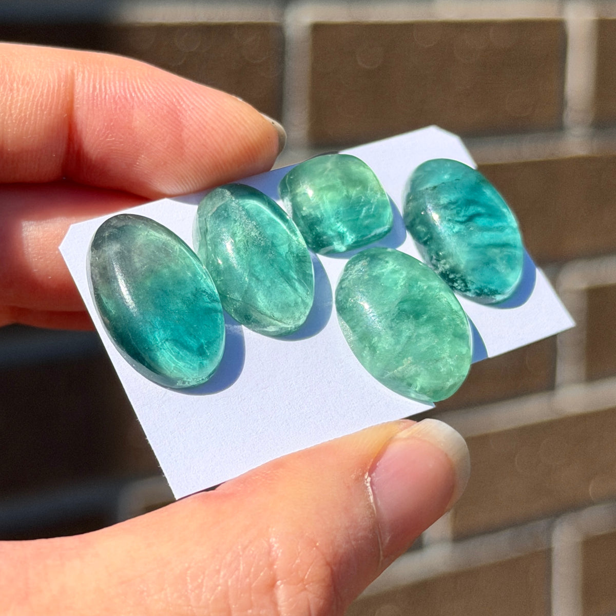 11-22mm Green Fluorite Cabochon Smooth - Choose your Stone (W7)