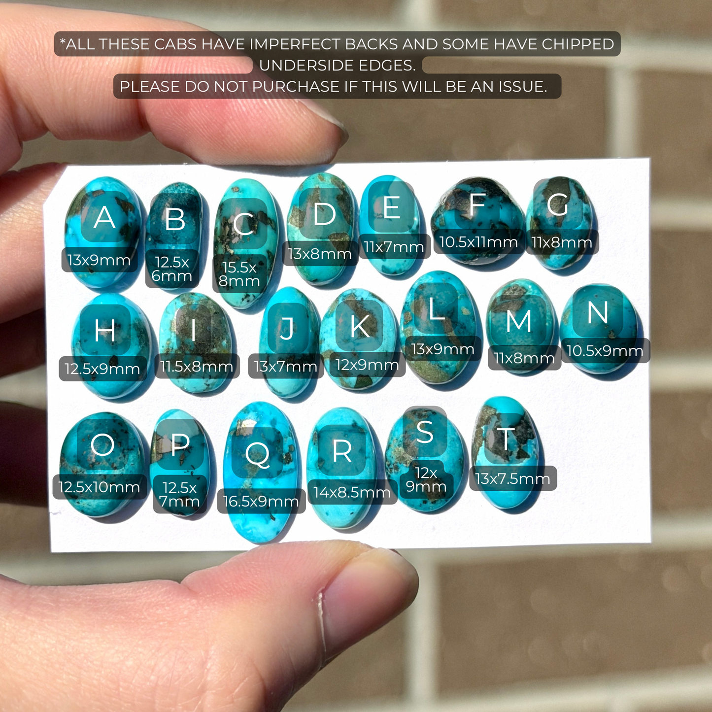 10-17mm Mini Morenci Turquoise with Pyrite Cabochon Smooth - Choose your Stone (W16)