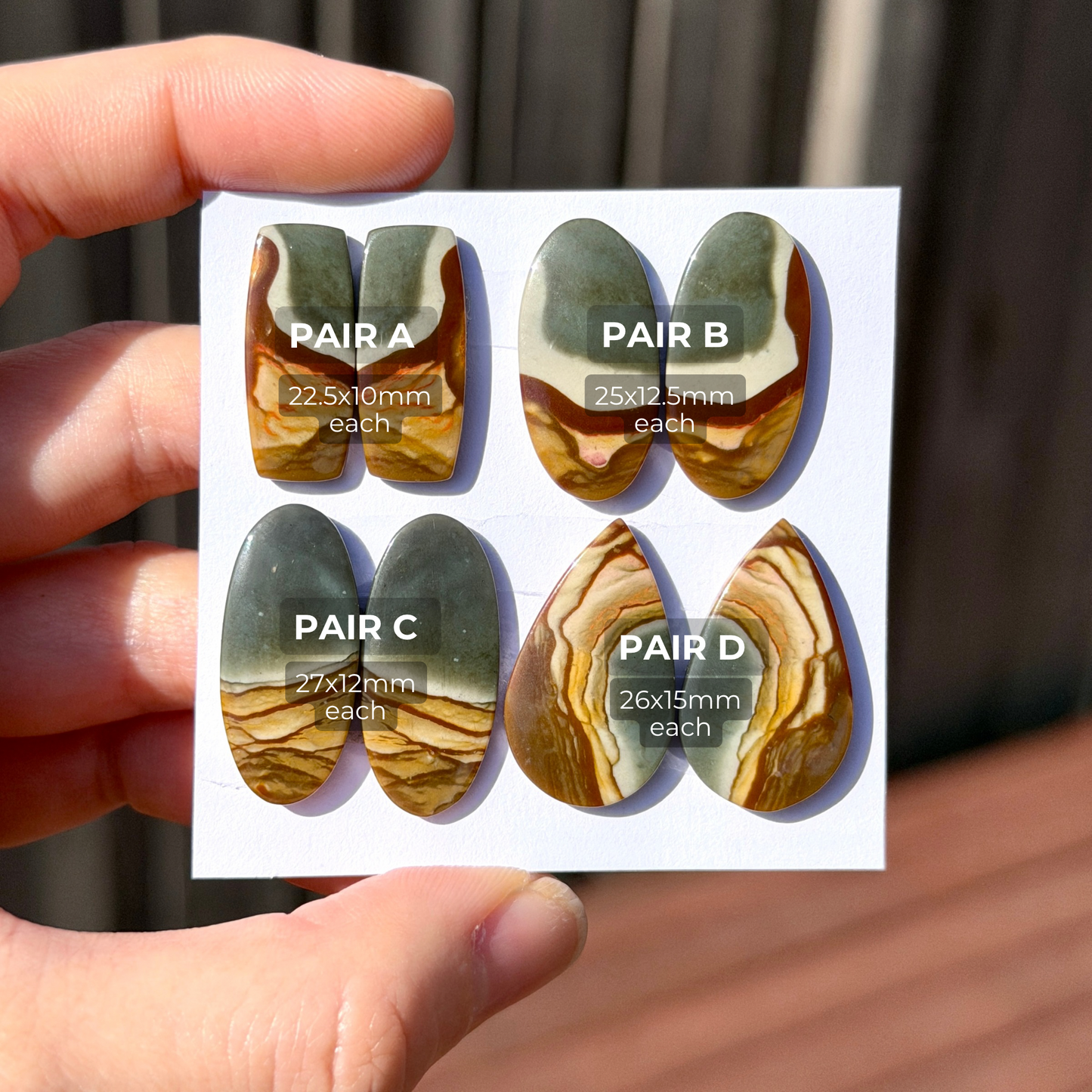 Scenic Polychrome Jasper Cabochon Pairs - Choose your Pair (W12)