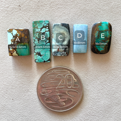 Hubei Turquoise Rectangle Cabochon Smooth (Backed) - Choose your Stone (W8)