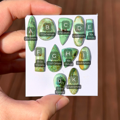 Mint Green Hubei Turquoise Cabochon Smooth (Backed) - Choose your Stone (W3)