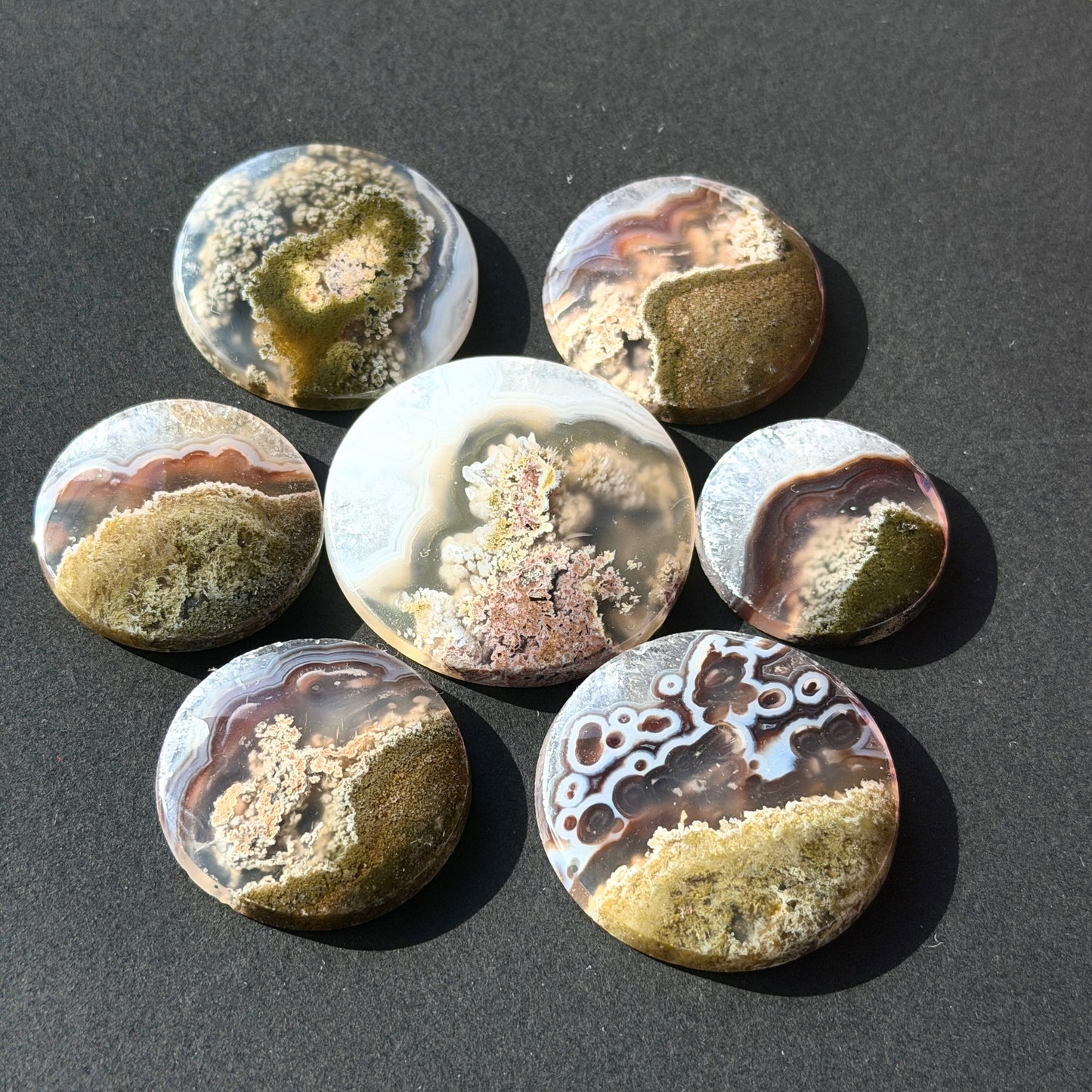 27-40mm Black Banded Moss Agate Round Cabochon Smooth - Choose your Stone (W15)