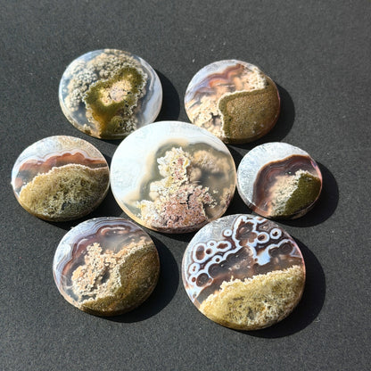27-40mm Black Banded Moss Agate Round Cabochon Smooth - Choose your Stone (W15)