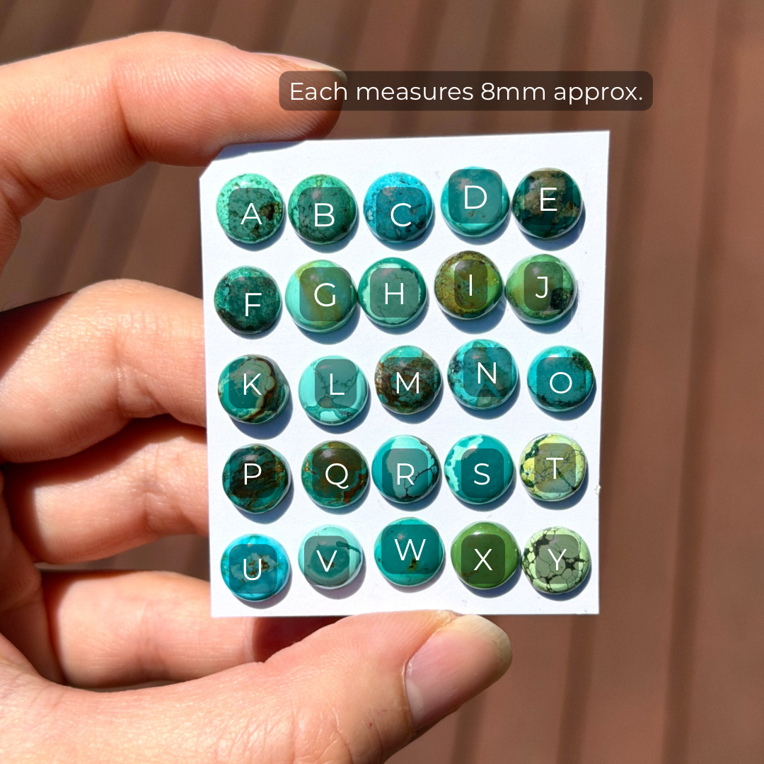 8mm Tibetan Turquoise Cabochon Smooth Round - Choose your Stone (W12)
