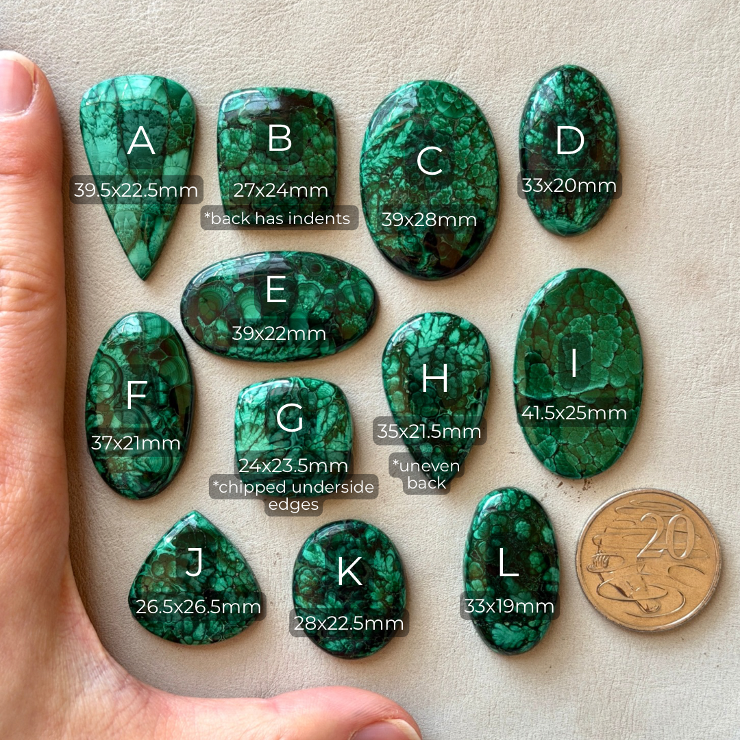 24-42mm Malachite Cabochon Smooth - Choose your Stone (E10)