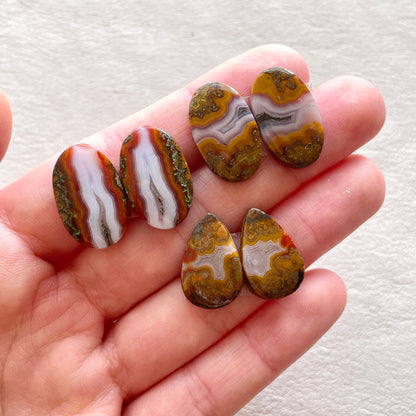 Moroccan Red Seam Agate Cabochon Pairs - Choose your Pair (W7)