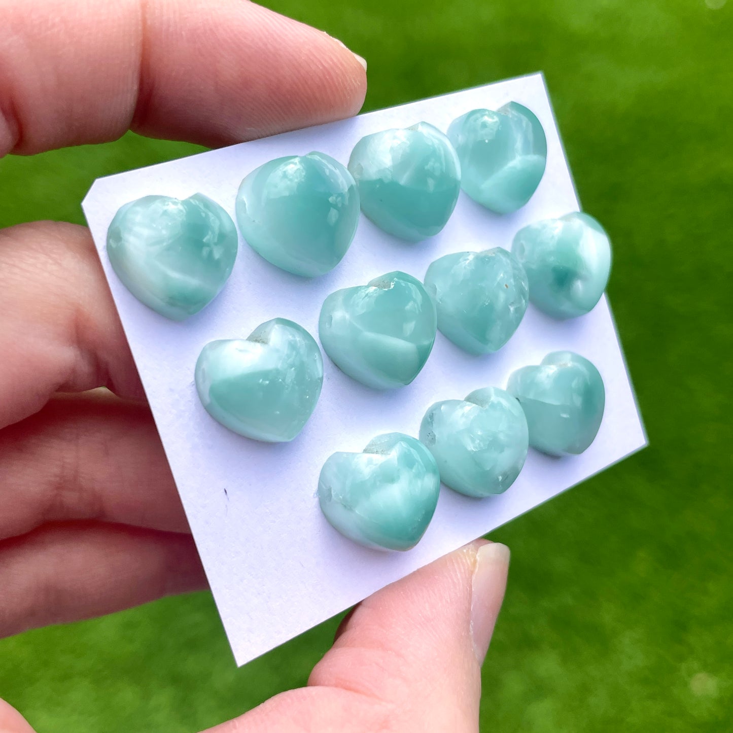 10x10mm Green Hemimorphite Heart Briolette Beads (Flat back) - Choose your Stone (W10)