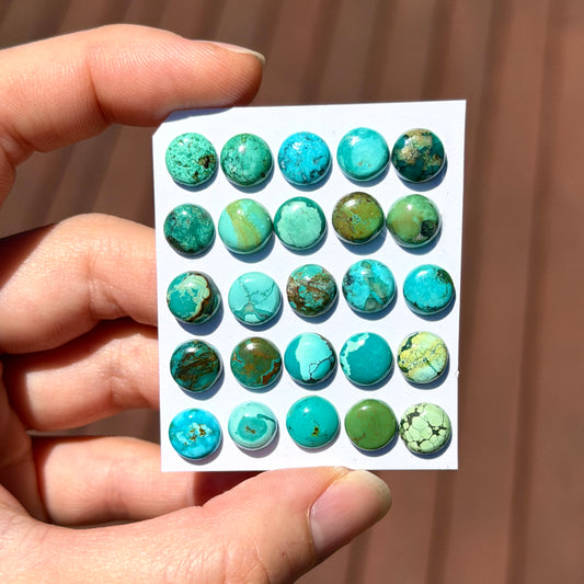 8mm Tibetan Turquoise Cabochon Smooth Round - Choose your Stone (W12)