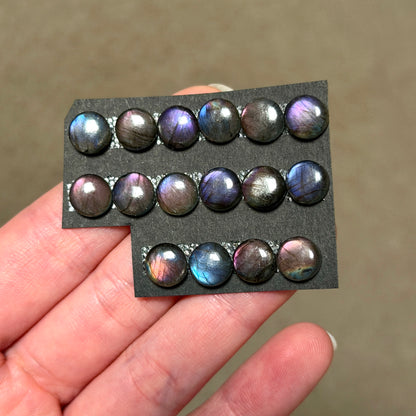 8mm Purple & Pink Labradorite Round Cabochon Smooth - Choose your Stone (W8)