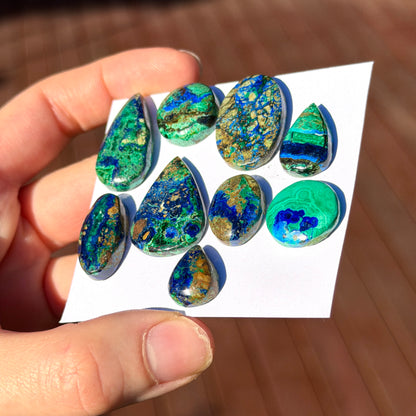 14-25mm 'Scenic' Azurite Malachite Cabochon Smooth - Choose your Stone (W14)