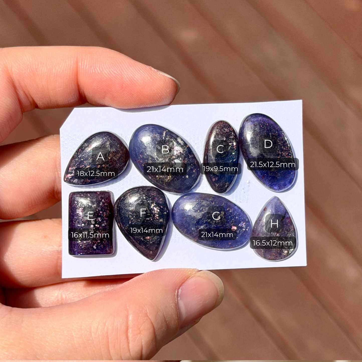 16-22mm Bloodshot (Rainbow Confetti) Iolite Cabochon Smooth - Choose your Stone (W11-EY)