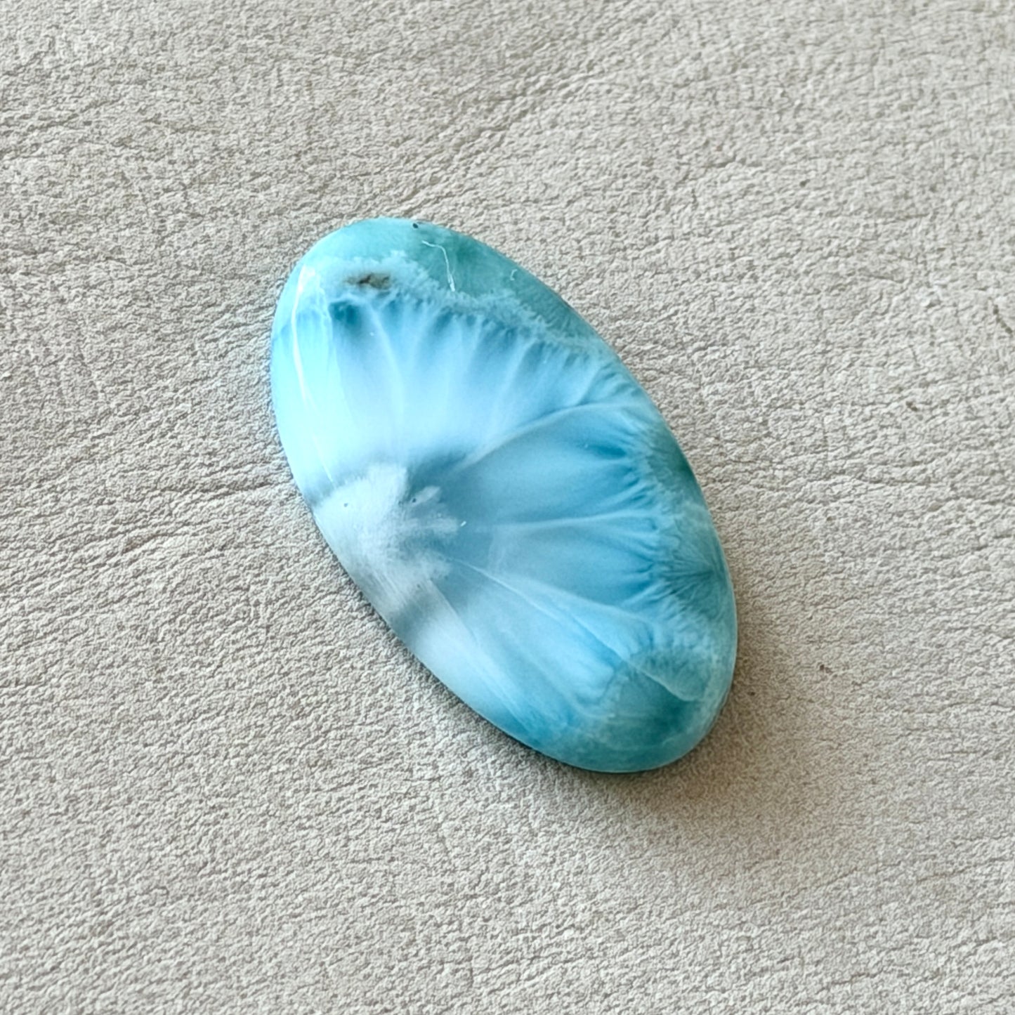 ‘Half Daisy' Larimar Oval Cabochon - 29mm x 16.5mm (W16)