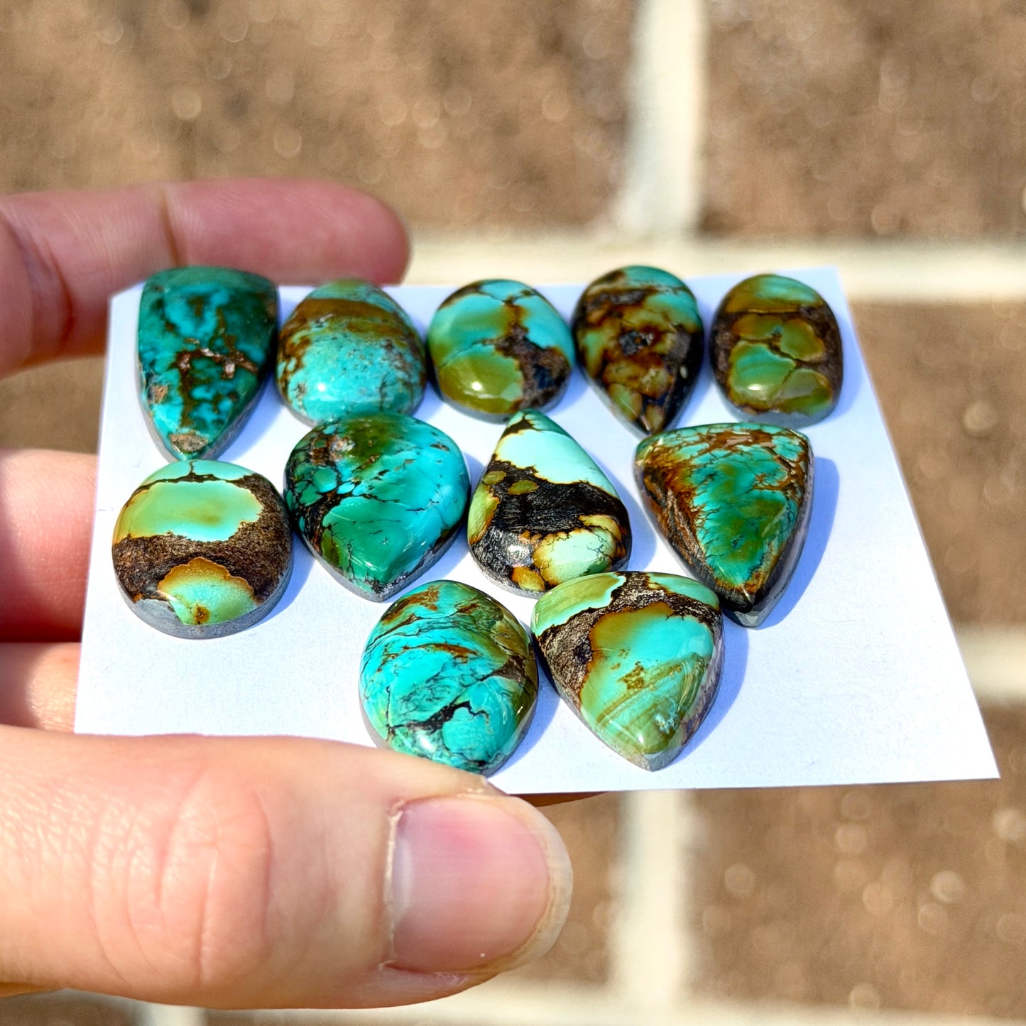 Bamboo Mountain Hubei Turquoise (Blue/Green with Brown splashes) Cabochon Smooth (Backed) - Choose your Stone (W10-EY)